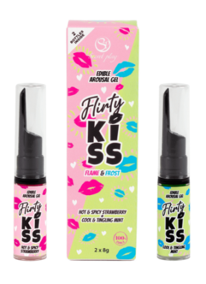 Gels pour Sexe Oral Fraise & Menthe  Flirty Kiss 2×8 gr Secret Play